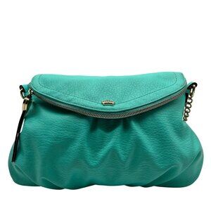 Juicy Couture Teal Leather Traveler Flap Crossbody Bag